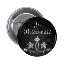 Elegant gothic dark romance wedding Jr. Bridesmaid Button