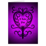 Elegant gothic victorian heart in purple cards