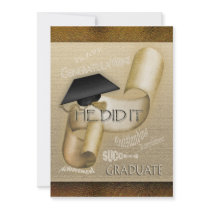 Elegant graduation cap scroll men custom invitation