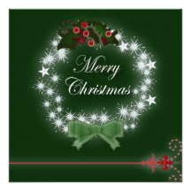 Elegant Green Christmas Dinner party invitation