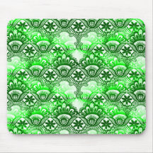 Elegant Green Lace Damask Distressed Pattern Mouse Mats
