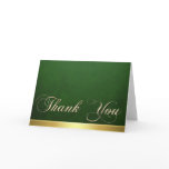 Elegant Green Texture Modern Gold Thank You Card