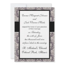 elegant grey and ecru ivory ornate damask pattern announcements