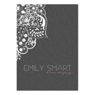 Elegant Grey Damasks White Vintage Lace Pack Of Chubby Business Cards