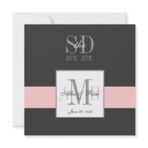Elegant Grey Pink Save the Date Announcement