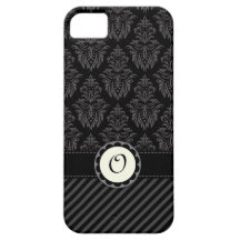 Elegant grey stripes monogram iPhone 5 case