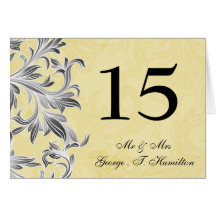 Elegant "grey yellow" table seating card