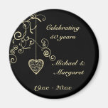 Elegant Heart Golden Wedding Anniversary Fridge Magnet