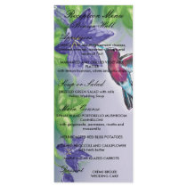 elegant hummingbird  purple flowers wedding rack card design