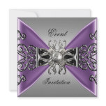 Elegant Invitation Mauve Purple Jewel Silver Black