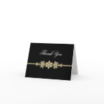 Elegant Jewel Black Gold Thank You Cards