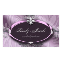 Elegant Jewellery Fashion Fleur de lis Purple Mauv Business Card Templates
