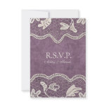 Elegant Lace on Violet Background RSVP invitations