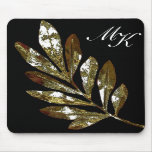 Elegant Leaf Monogram Mousepad