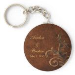 Elegant Leather Scroll Leaf Wedding Favour Keychai keychains
