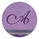 Elegant lilac and purple monogram envelope seals stickers