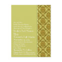 Elegant  Lime & Gold Damask  Wedding Invitation postcards