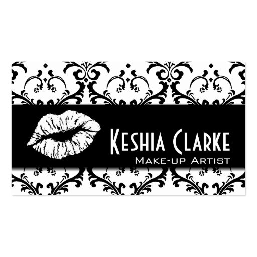 Elegant Makeup Artist Business Cards Damask