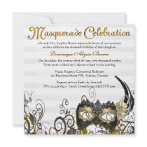 Elegant Masquerade Swirl Invite [Gold]