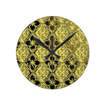 elegant metallic gold pattern wall clock