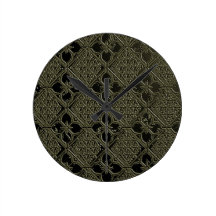 elegant metallic olive pattern wall clock