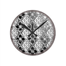 elegant metallic silver pattern wall clock