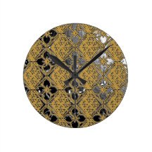 elegant metallic tan pattern wall clock