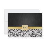 Elegant Monogram Damask Wedding RSVP Card invitations