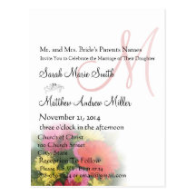 Elegant Monogram Gerber Daisies Wedding Invitation Postcard