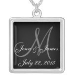 Elegant Monogram Name Date Wedding Necklaces