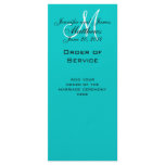 Elegant Monogram Wedding Church Programs Aqua rack cards