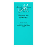 Elegant Monogram Wedding Church Programs Aqua Rack Cards