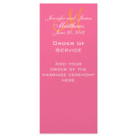 Elegant Monogram Wedding Church Programs Pink rack cards