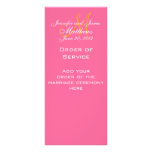 Elegant Monogram Wedding Church Programs Pink Custom Rack Card