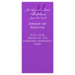 Elegant Monogram Wedding Church Programs Purple Rack Card Design