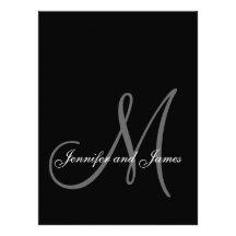 Elegant Monogram Wedding Invitations Large Size