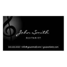 Elegant Music Clef Guitarist Dark Business Card