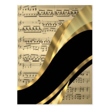 Elegant music sheet postcard