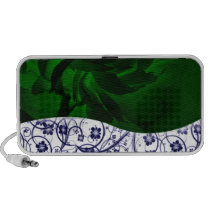 Elegant navy blue and greenish floral speaker speakers