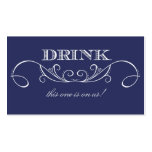 Elegant Navy Swirl Wedding Drink Ticket Business Card