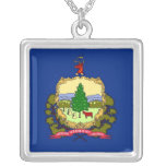 Elegant Necklace with Flag of the Vermont