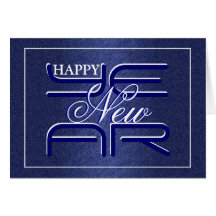 Elegant "New Year" blue white Greeting Cards