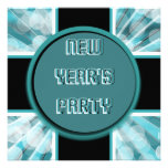 Elegant New Year holiday party blue white black Custom Invites