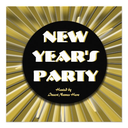 Elegant New Year holiday party gold Custom Announcement