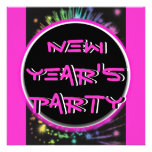 Elegant New Year holiday party hot pink black Personalized Invitations