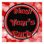 Elegant New Year holiday party red black white Personalised Invites