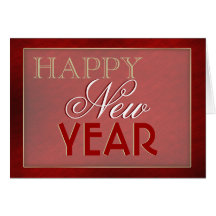Elegant "New Year" red gold Greeting Cards