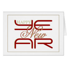 Elegant "New Year" red Greeting Cards