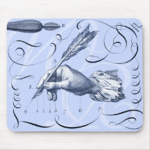 Elegant Old Calligraphy Mousepad w/ Your Initials