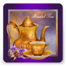 Elegant Orchid Gold Purple Bridal Tea Party Personalised Invitations